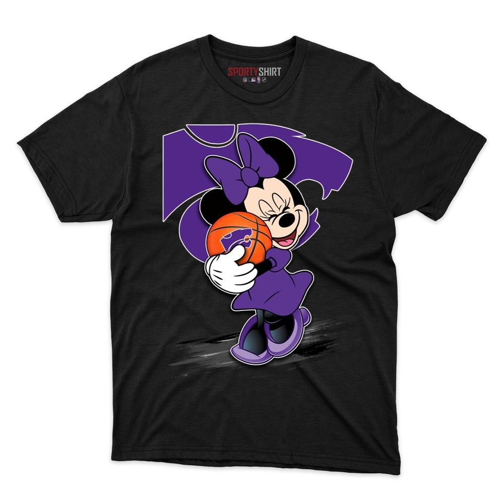 Kansas State Wildcats Minnie Mouse Unisex Shirt, Disney Cartoon Crossover Cotton Graphic Tee, Game Day Fan Gift