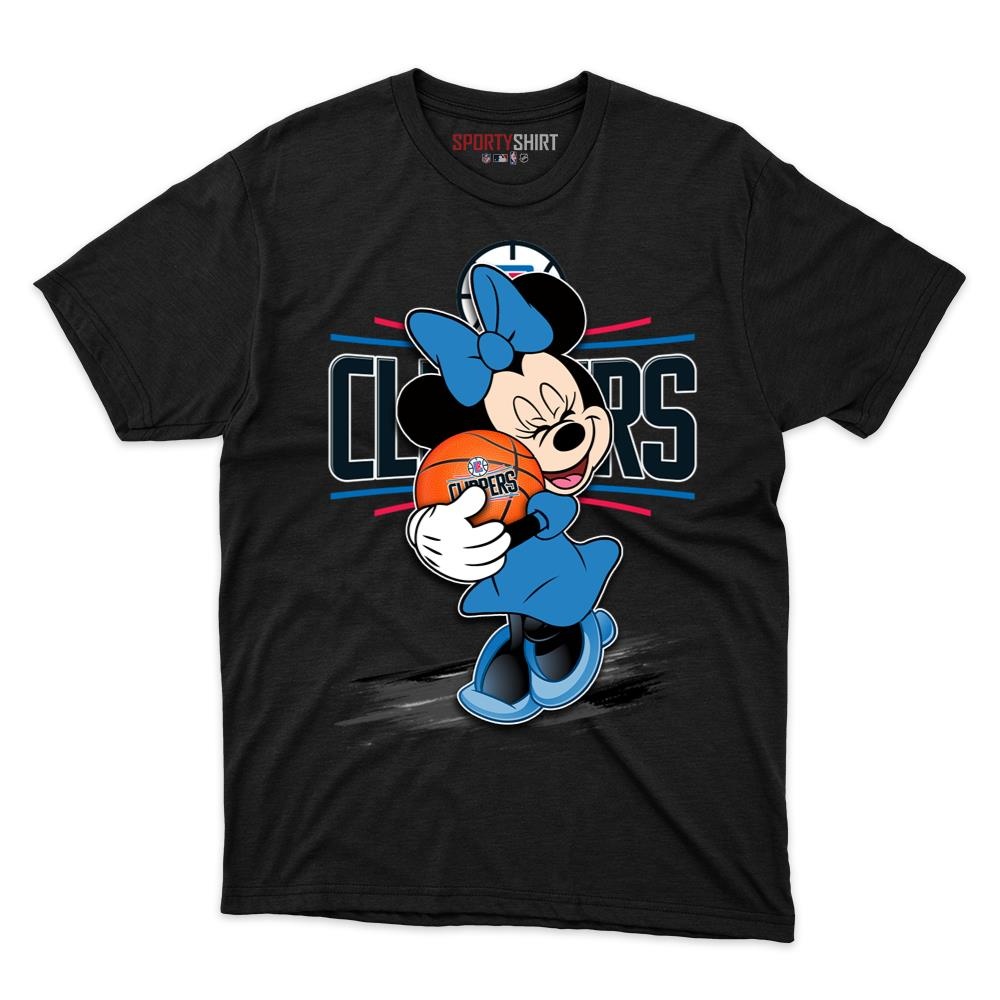 LA Clippers Minnie Mouse Unisex Shirt, Disney Cartoon Crossover Cotton Graphic Tee, Game Day Fan Gift