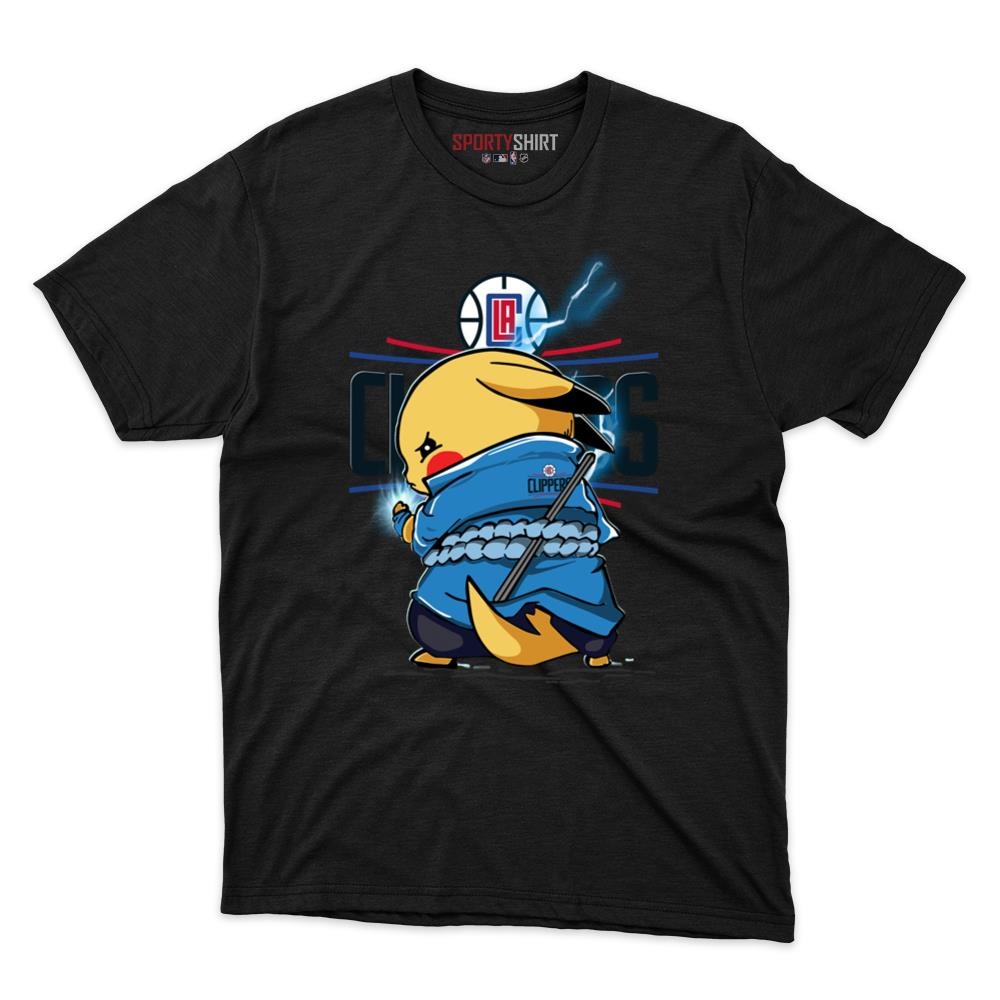 LA Clippers Pikachu Meets Sasuke Uchiha Unisex Shirt, Pokemon Naruto Anime Crossover Cotton Tee, Fan Gift