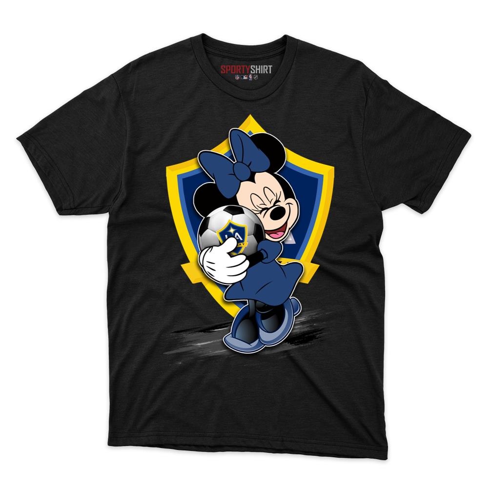 LA Galaxy MLS Minnie Mouse Unisex Shirt, Disney Cartoon Crossover Cotton Graphic Tee, Game Day Fan Gift