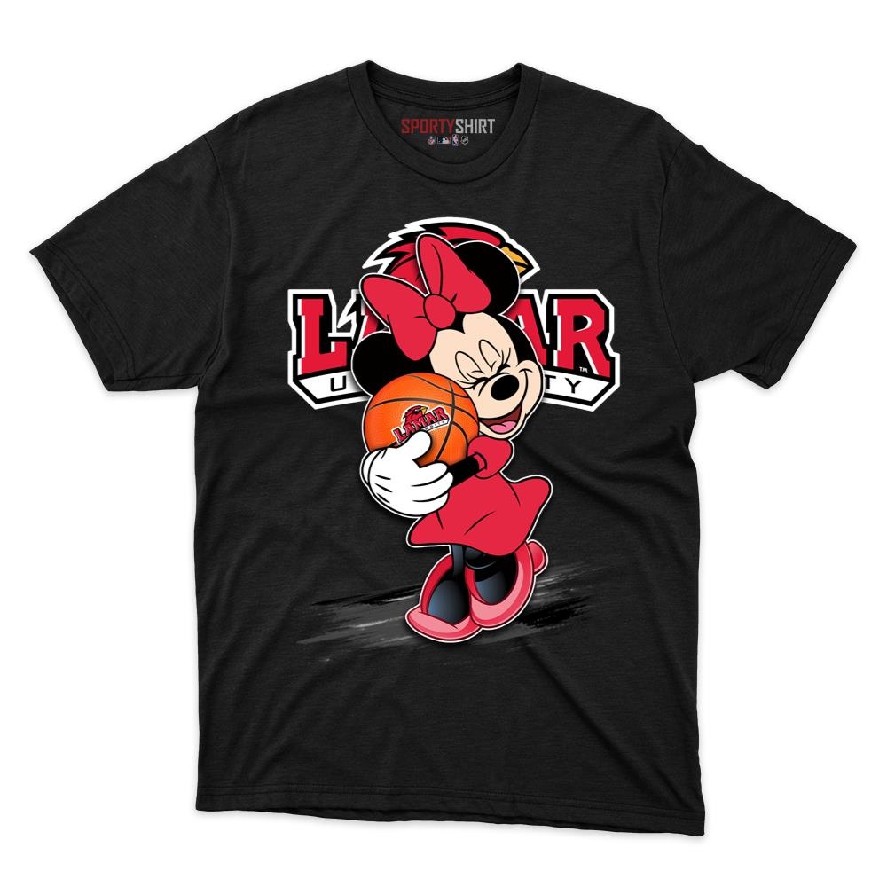 Lamar Cardinals Minnie Mouse Disney Cartoon Unisex Cotton Graphic Tee, Fan Shirt for Game Day