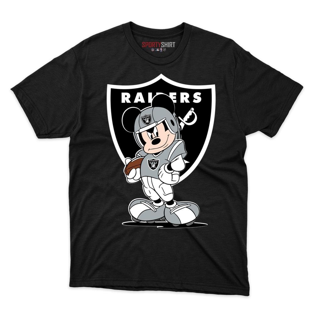 Las Vegas Raiders Mickey Mouse Player Disney Cartoon Unisex Cotton Graphic Tee, Fan Shirt for Game Day
