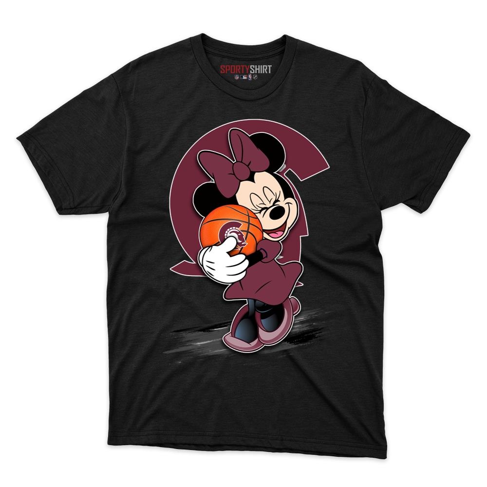 Little Rock Trojans Minnie Mouse Disney Cartoon Unisex Cotton Graphic Tee, Fan Shirt for Game Day