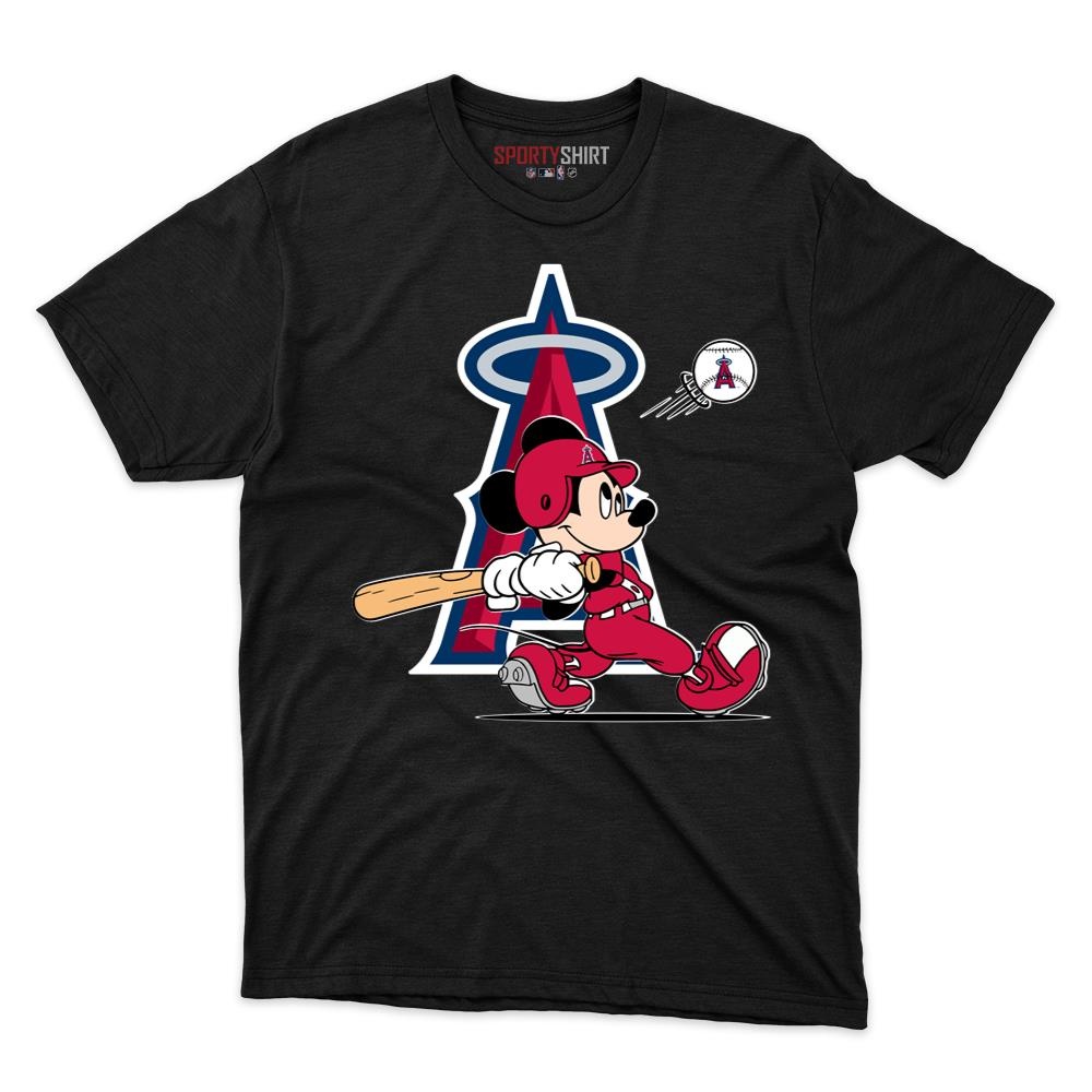 Los Angeles Angels Mickey Mouse Player Disney Cartoon Unisex Cotton Graphic Tee, Fan Shirt for Game Day