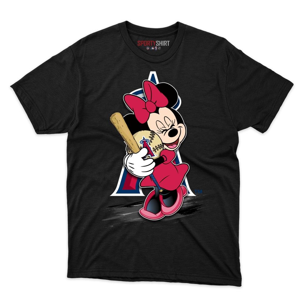 Los Angeles Angels Minnie Mouse Disney Cartoon Unisex Cotton Graphic Tee, Fan Shirt for Game Day