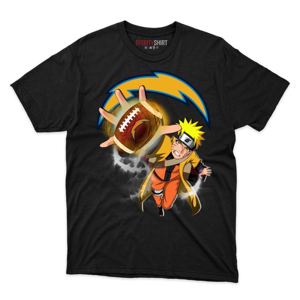 Los Angeles Chargers Naruto Uzumaki Ninja Anime Unisex Cotton Graphic Tee, Fan Shirt for Game Day