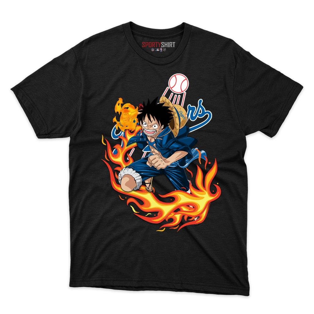 Los Angeles Dodgers Luffy One Piece Pirate Anime Unisex Cotton Graphic Tee, Fan Shirt for Game Day