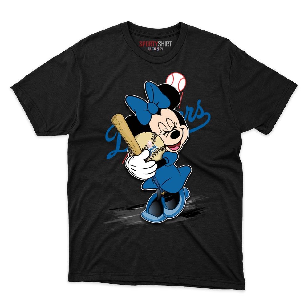 Los Angeles Dodgers Minnie Mouse Disney Cartoon Unisex Cotton Graphic Tee, Baseball Fan Shirt for Game Day
