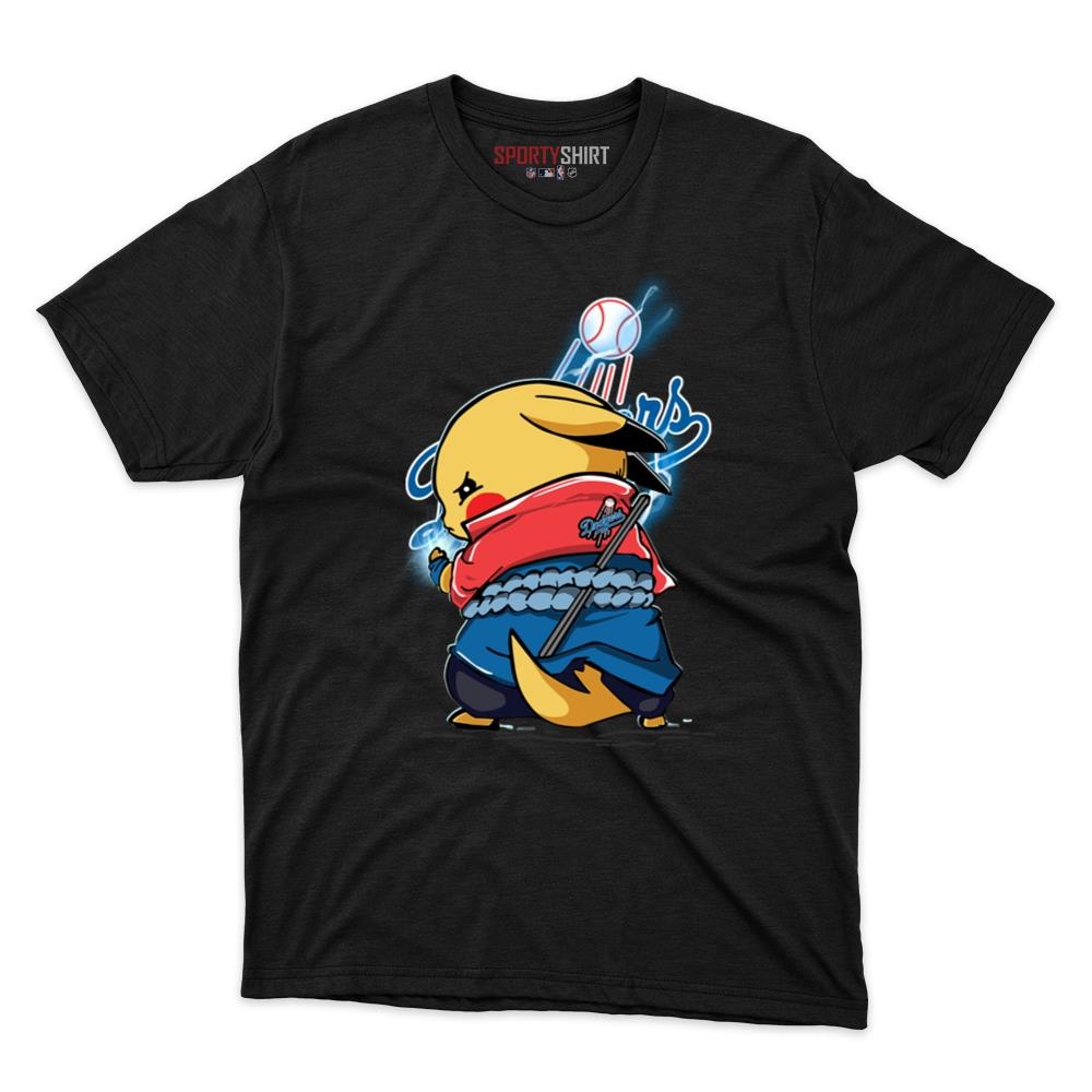 Los Angeles Dodgers Pikachu Meets Sasuke Uchiha Pokemon Anime Unisex Cotton Graphic Tee, Fan Shirt