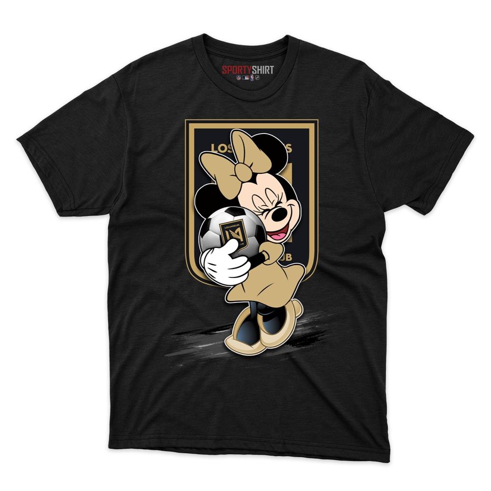 Los Angeles FC MLS Minnie Mouse Disney Cartoon Unisex Cotton Graphic Tee, Soccer Fan Shirt for Game Day