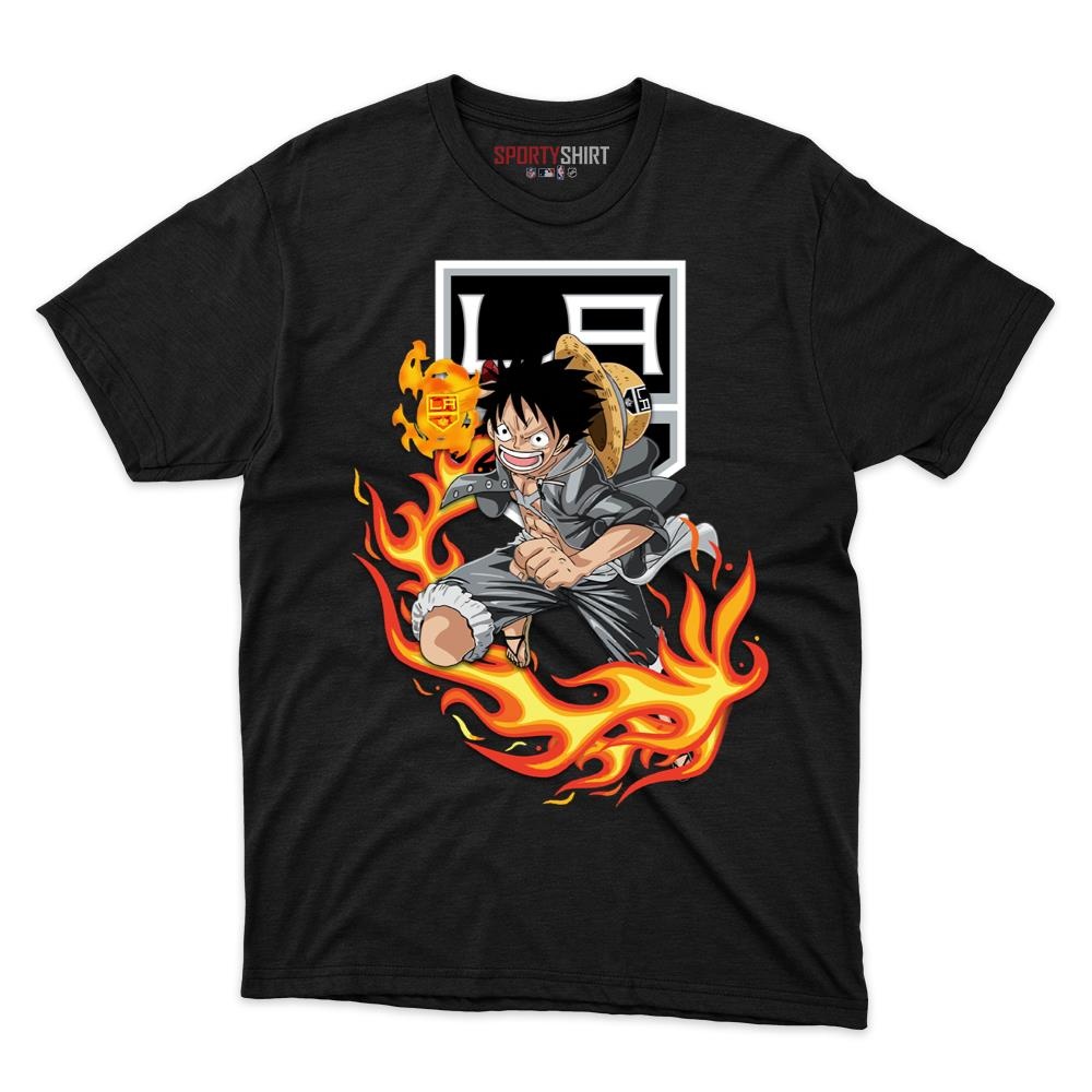 Los Angeles Kings Luffy One Piece Pirate Anime Unisex Cotton Graphic Tee, Fan Shirt for Game Day
