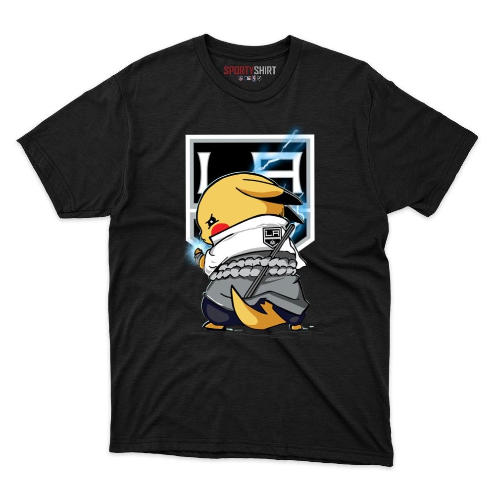 Los Angeles Kings Pikachu Meets Sasuke Uchiha Pokemon Anime Unisex Cotton Graphic Tee, Fan Shirt