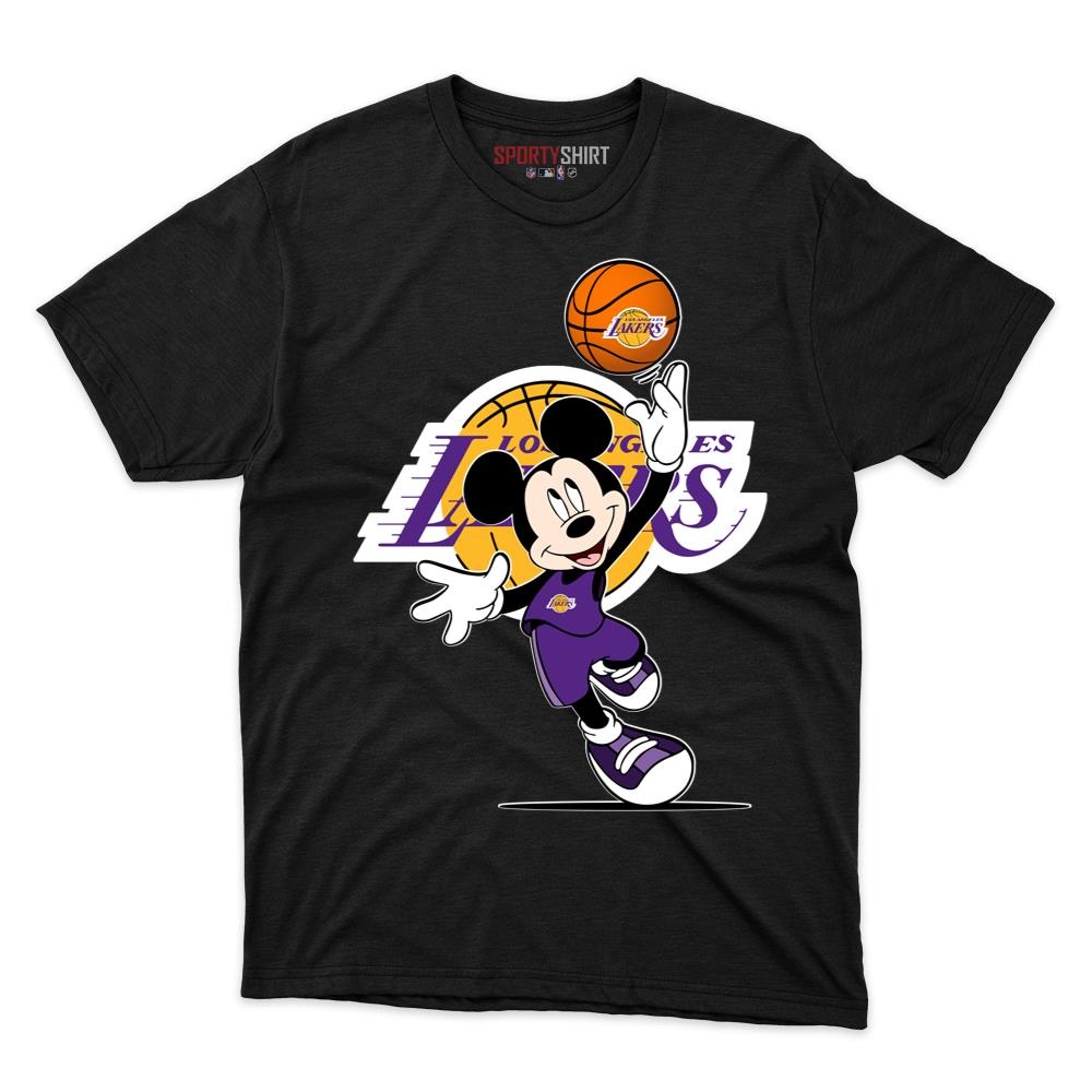 Los Angeles Lakers Mickey Mouse Player Disney Cartoon Unisex Cotton Graphic Tee, Fan Shirt for Game Day