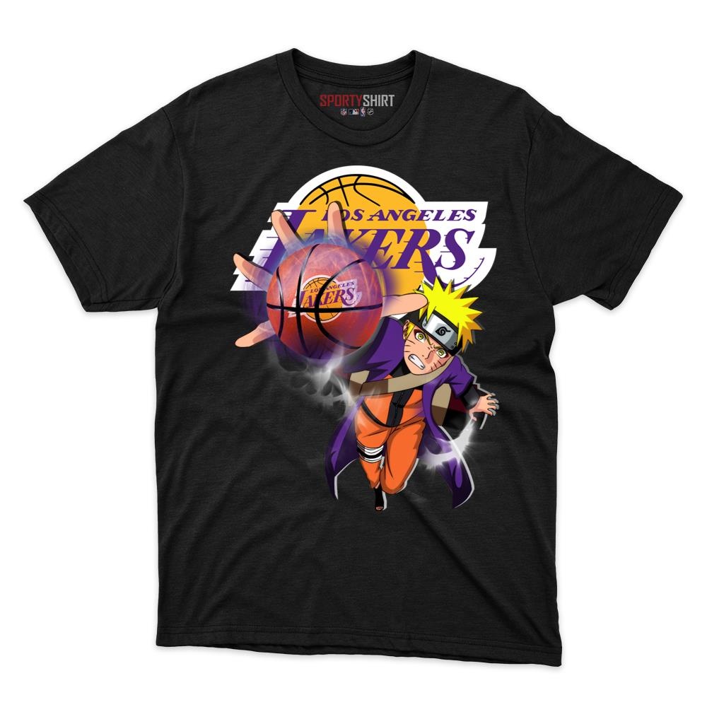Los Angeles Lakers Naruto Uzumaki Ninja Anime Unisex Cotton Graphic Tee, Fan Shirt for Game Day
