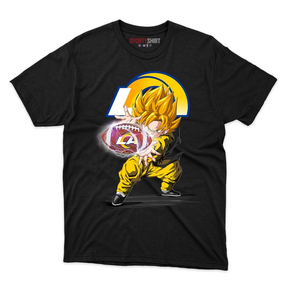 Los Angeles Rams Goku Dragon Ball Z Anime Unisex Cotton Graphic Tee, Fan Shirt for Game Day