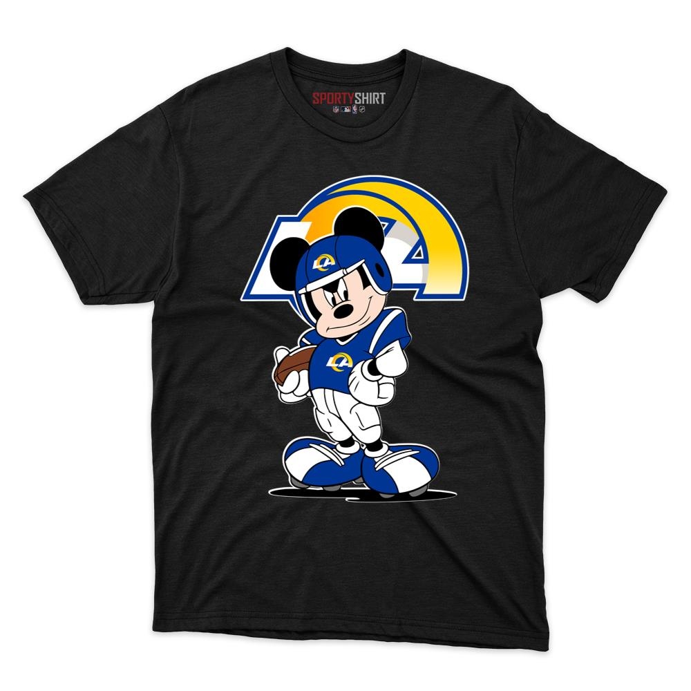 Los Angeles Rams Mickey Mouse Player Unisex Cotton Graphic Tee, Disney Cartoon Shirt, Game Day Fan Gift