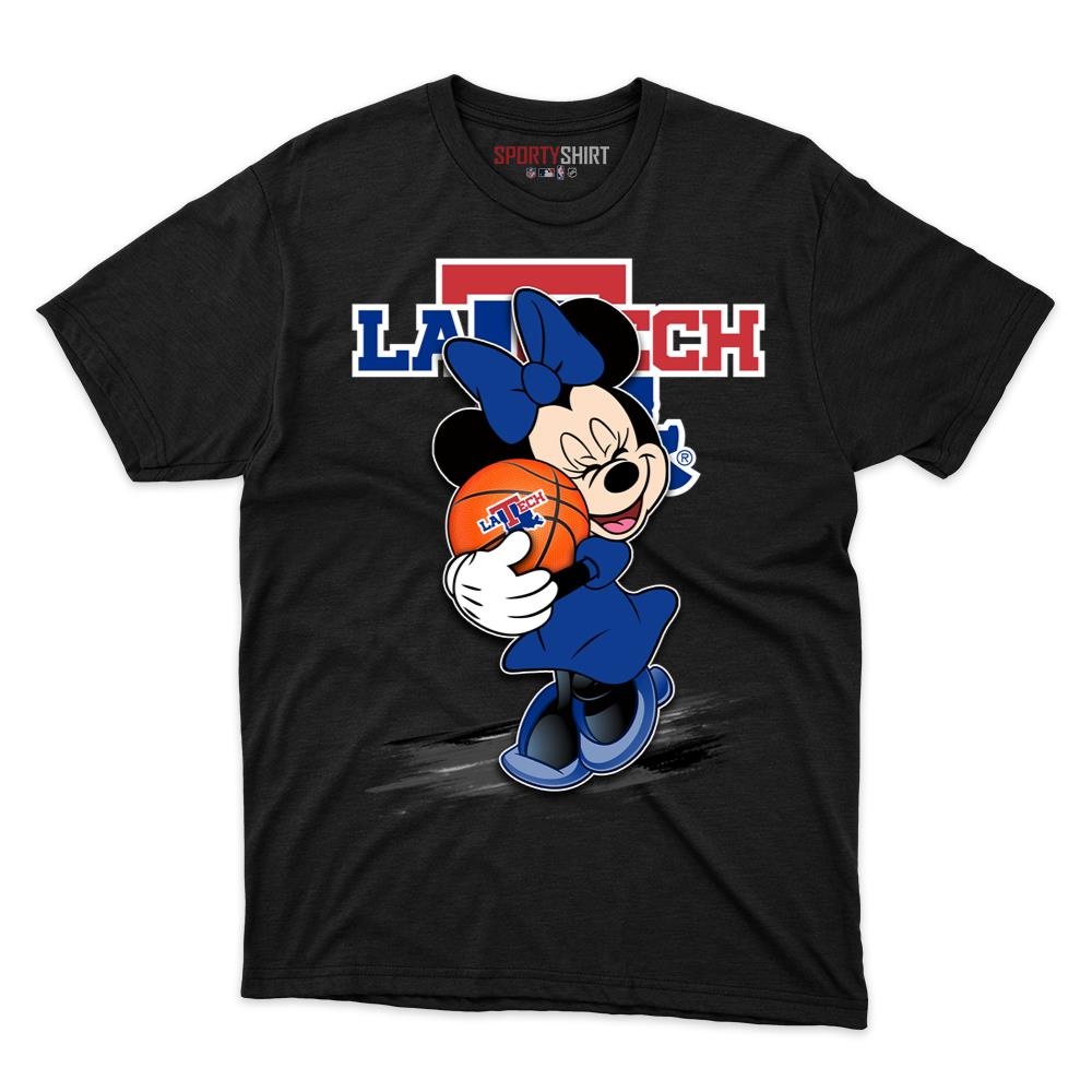 Louisiana Tech Bulldogs Minnie Mouse Unisex Cotton Graphic Tee, Disney Cartoon Shirt, Game Day Fan Gift