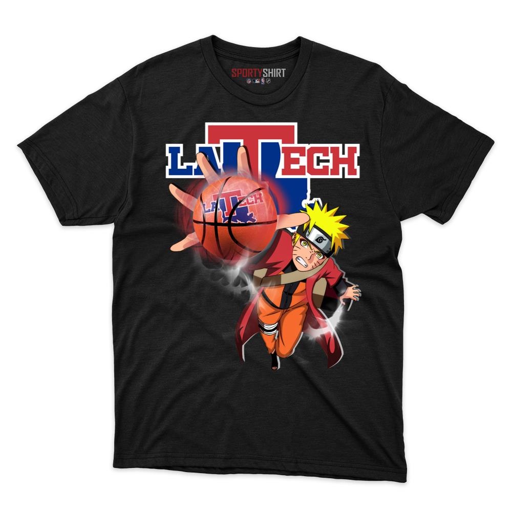 Louisiana Tech Bulldogs Naruto Unisex Cotton Graphic Tee, Anime Ninja Crossover Shirt for Game Day Fans