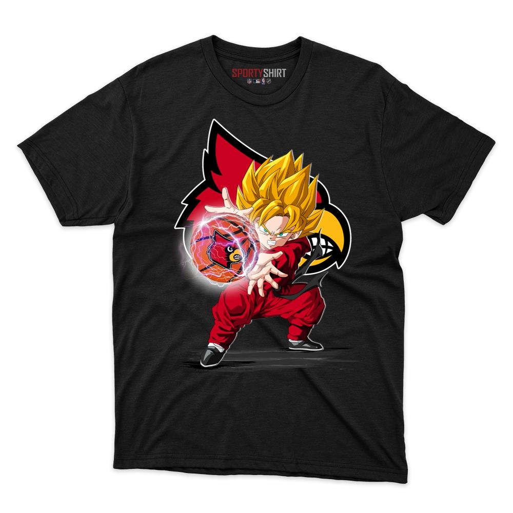 Louisville Cardinals Goku Dragon Ball Z Unisex Cotton Graphic Tee, Anime Crossover Shirt, Game Day Gift