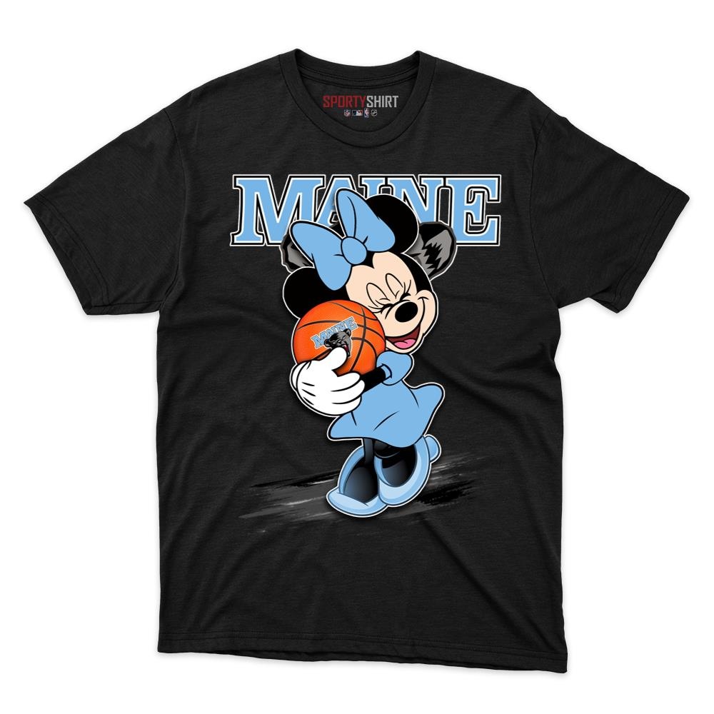 Maine Black Bears Minnie Mouse Unisex Cotton Graphic Tee, Disney Cartoon Shirt, Game Day Fan Gift