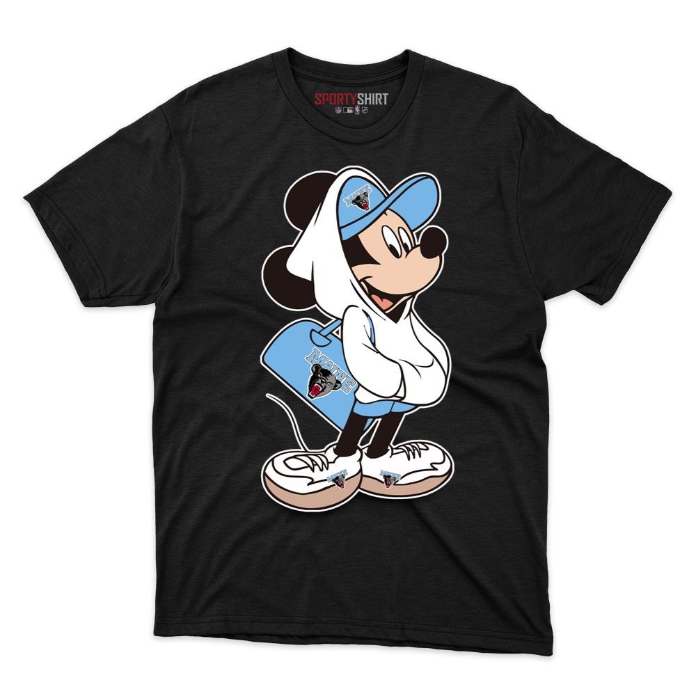 Maine Black Bears Mickey Mouse Unisex Cotton Graphic Tee, Disney Cartoon Shirt, Game Day Fan Gift