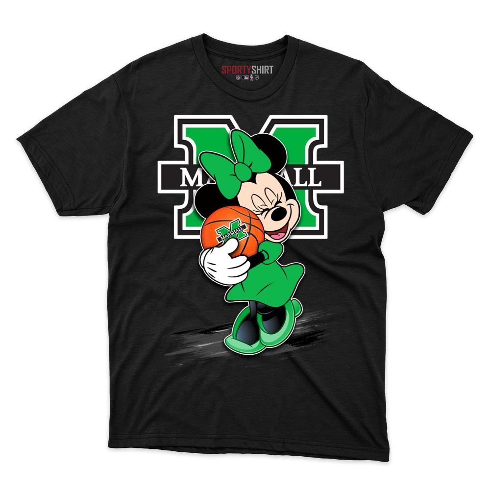 Marshall Thundering Herd Minnie Mouse Unisex Cotton Graphic Tee, Disney Cartoon Shirt, Game Day Gift