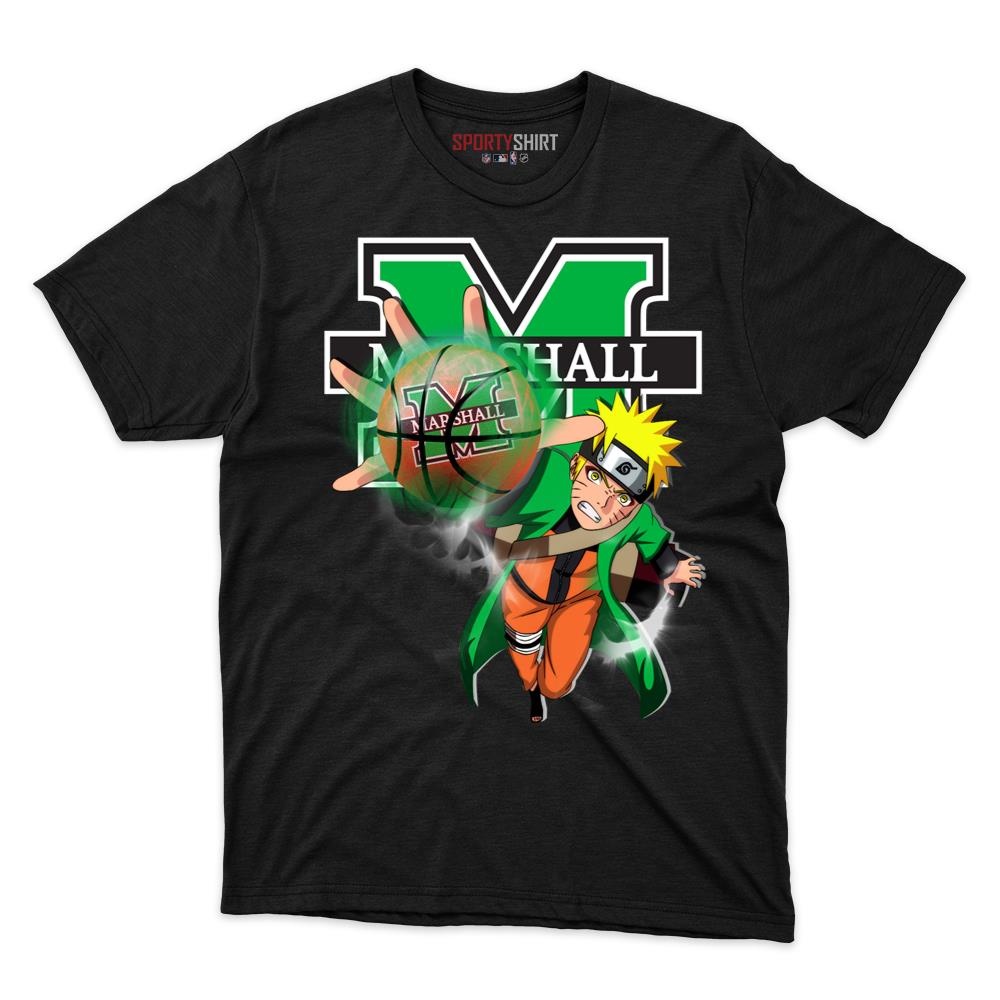 Marshall Thundering Herd Naruto Unisex Cotton Graphic Tee, Anime Ninja Shirt for Game Day Fans