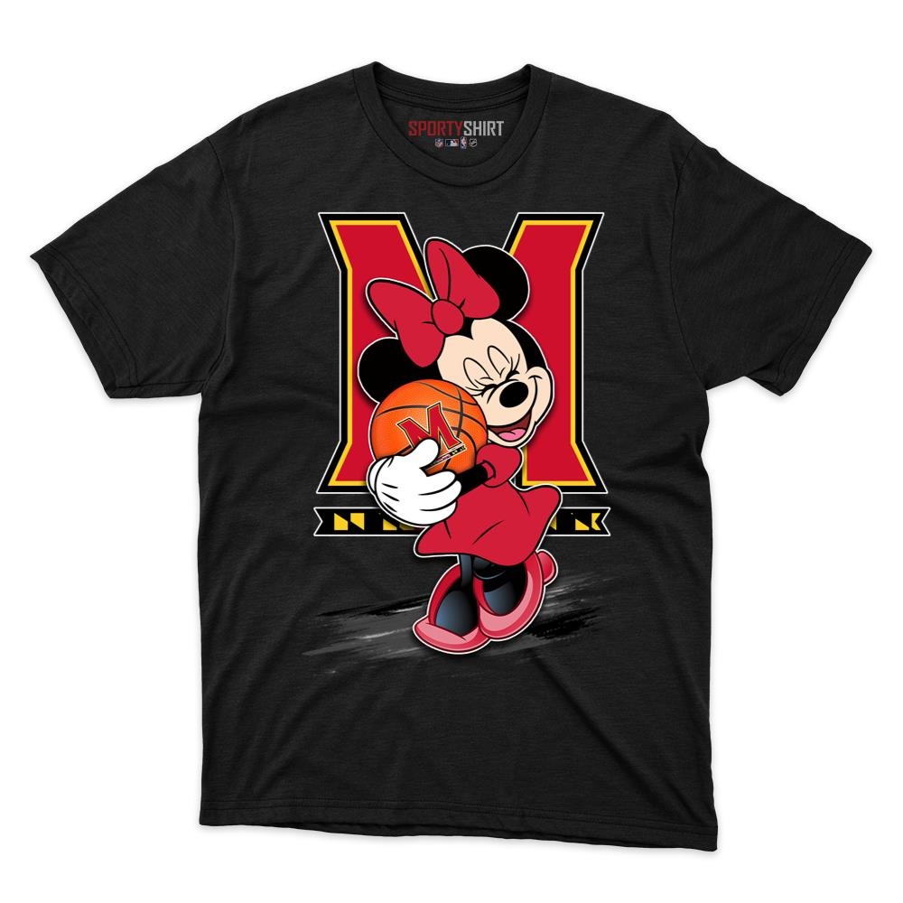Maryland Terrapins Minnie Mouse Unisex Cotton Graphic Tee, Disney Cartoon Shirt, Game Day Fan Gift