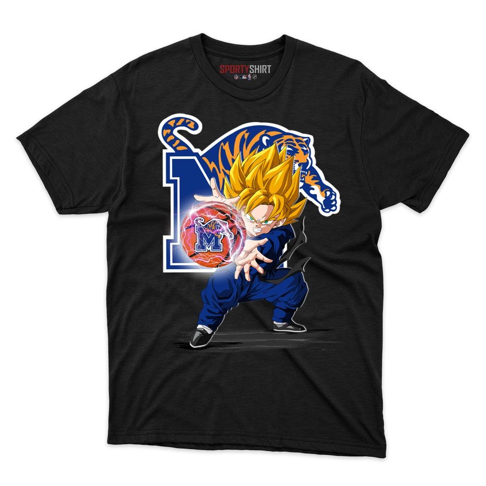 Memphis Tigers Goku Dragon Ball Z Shirt, Unisex Cotton Anime Saiyan Graphic Tee for College Game Day Fans