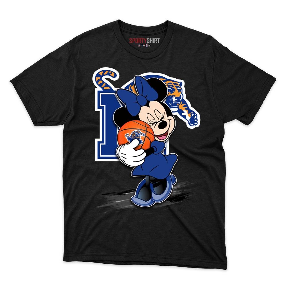 Memphis Tigers Minnie Mouse Basketball Shirt, Unisex Cotton Disney Cartoon Graphic Tee, Game Day Gift