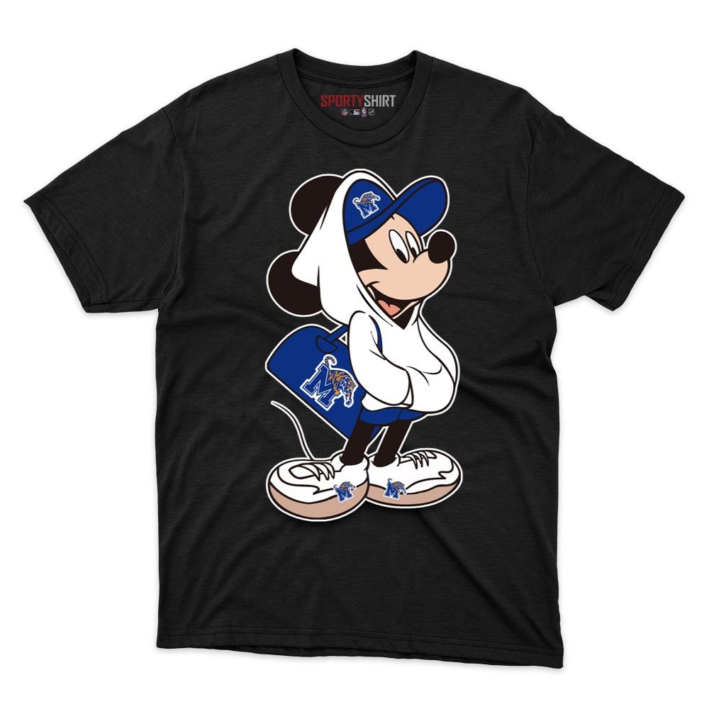 Memphis Tigers Mickey Mouse Crossover Shirt, Unisex Cotton Cartoon Disney Graphic Tee, College Game Day Gift