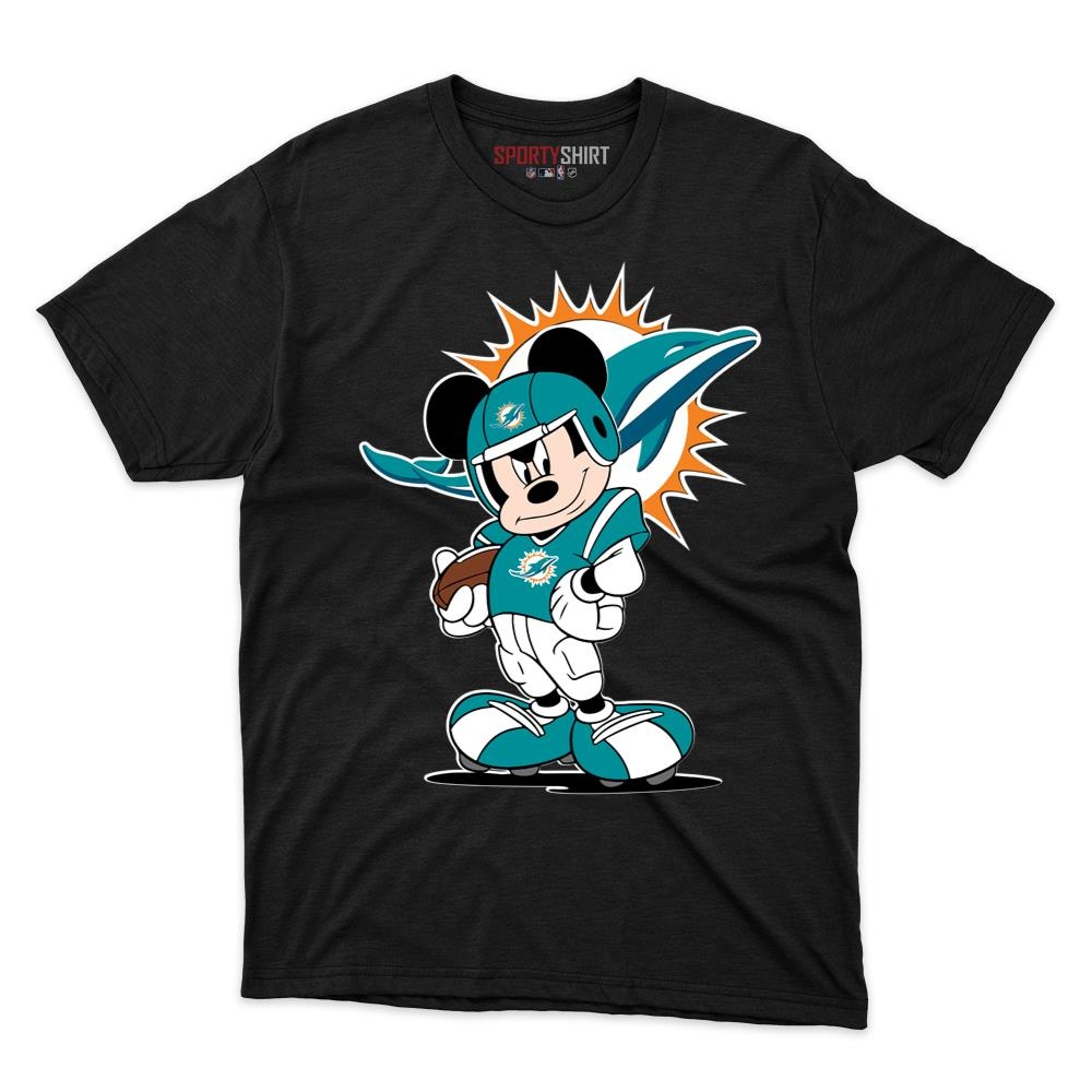 Miami Dolphins Mickey Mouse Star Player Shirt, Unisex Cotton Disney Cartoon Graphic Tee, Game Day Gift