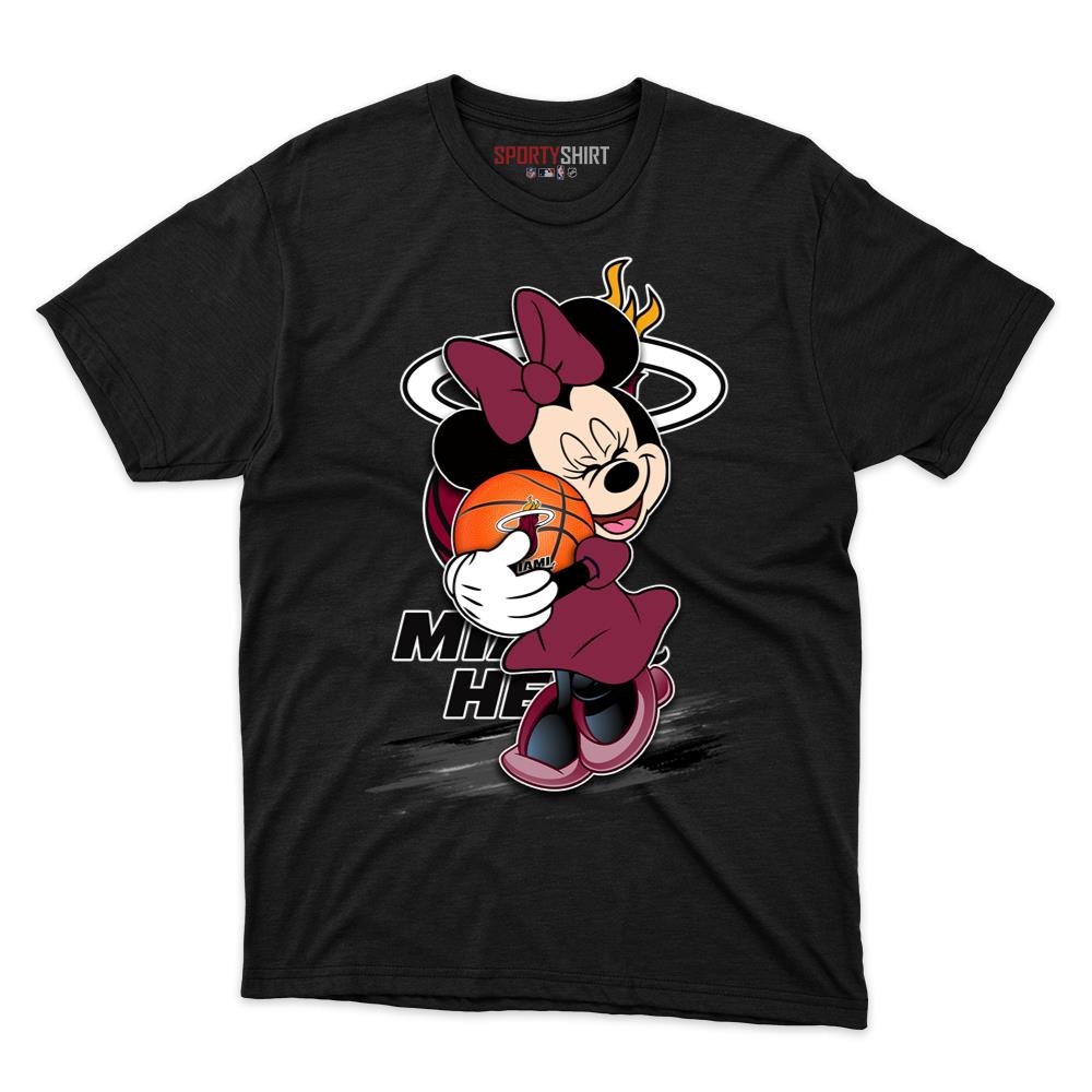 Miami Heat Minnie Mouse Basketball Shirt, Unisex Cotton Disney Cartoon Graphic Tee, Game Day Fan Gift