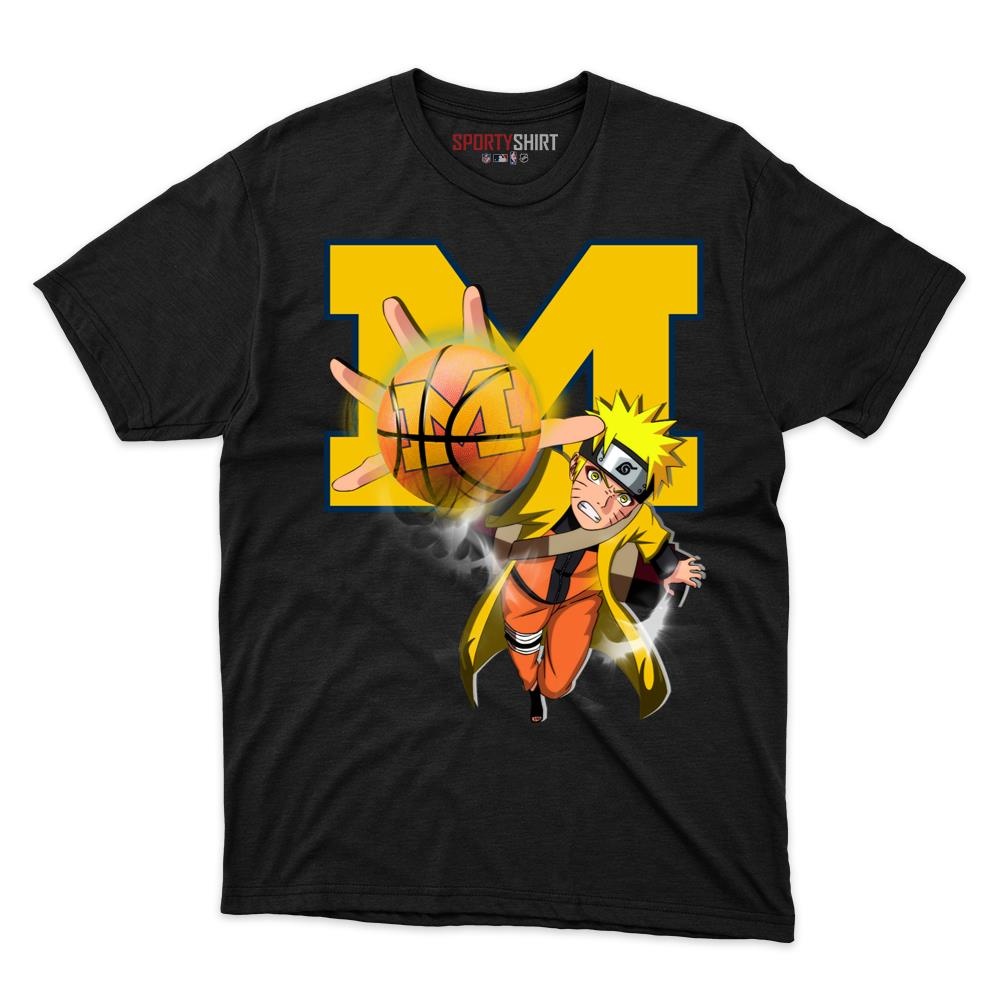 Michigan Wolverines Naruto Hokage Shirt, Unisex Cotton Anime Ninja Graphic Tee for College Game Day Fans