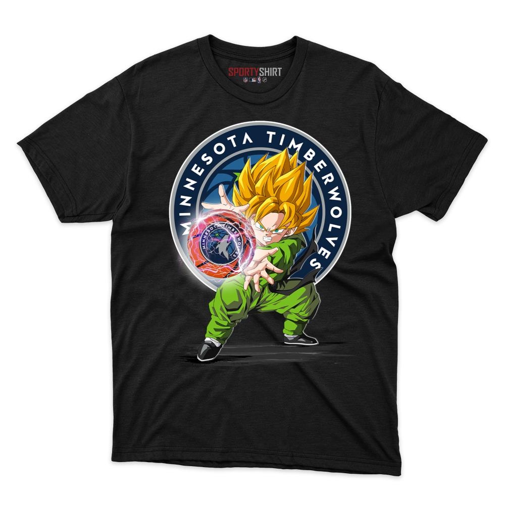 Minnesota Timberwolves Goku Dragon Ball Z Shirt, Unisex Cotton Anime Saiyan Graphic Tee, Game Day Fan Gift