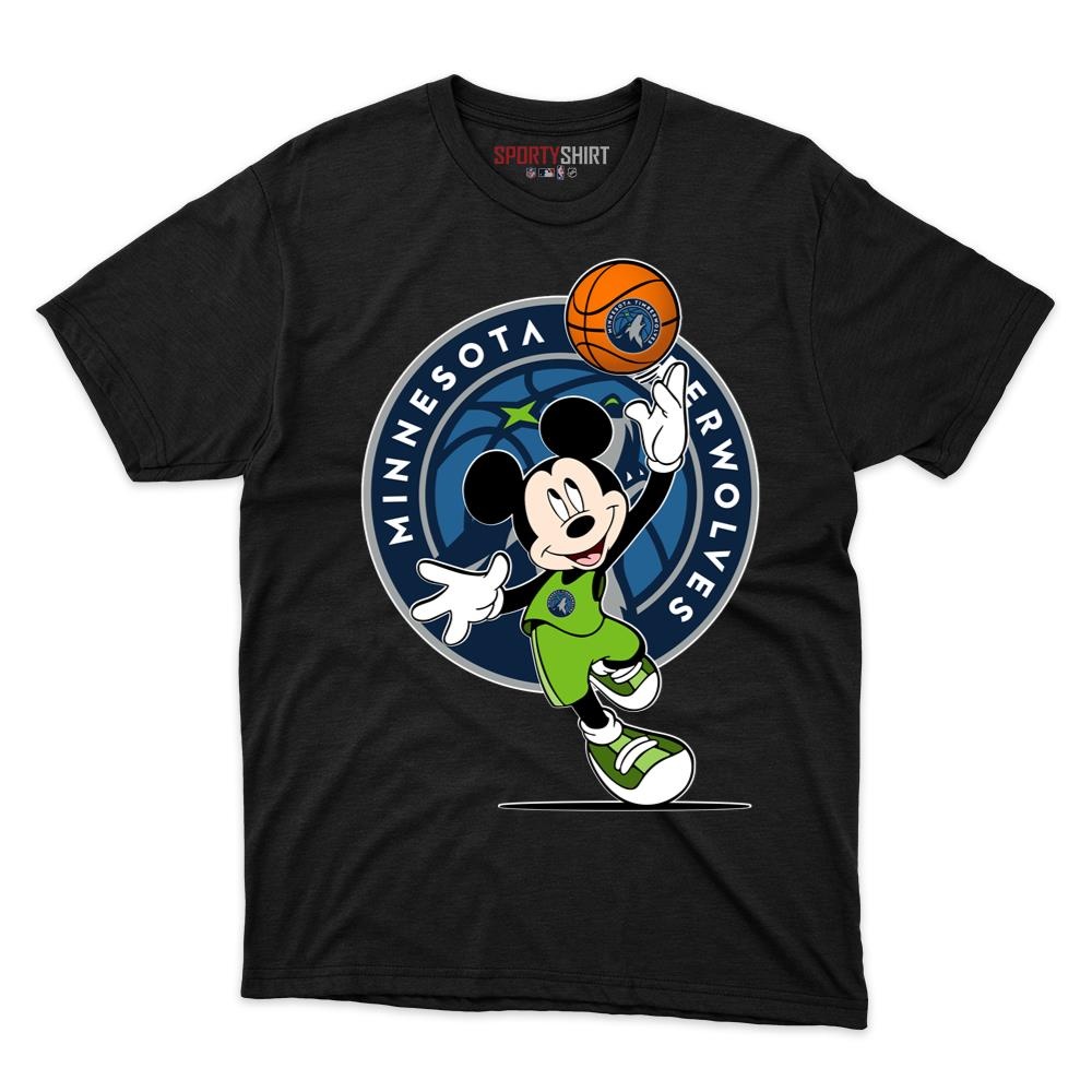 Minnesota Timberwolves Mickey Mouse Star Player Shirt, Unisex Cotton Disney Cartoon Graphic Tee, Game Day Gift