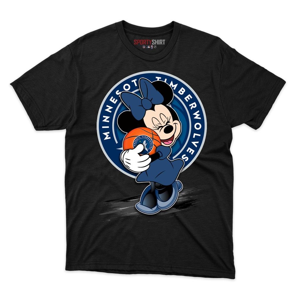 Minnesota Timberwolves Minnie Mouse Basketball Shirt, Unisex Cotton Disney Cartoon Graphic Tee, Game Day Gift