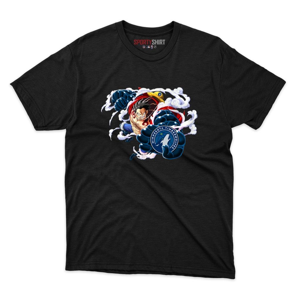 Minnesota Timberwolves Monkey D Luffy Gear One Piece Shirt, Unisex Cotton Anime Pirate Graphic Tee for Fans