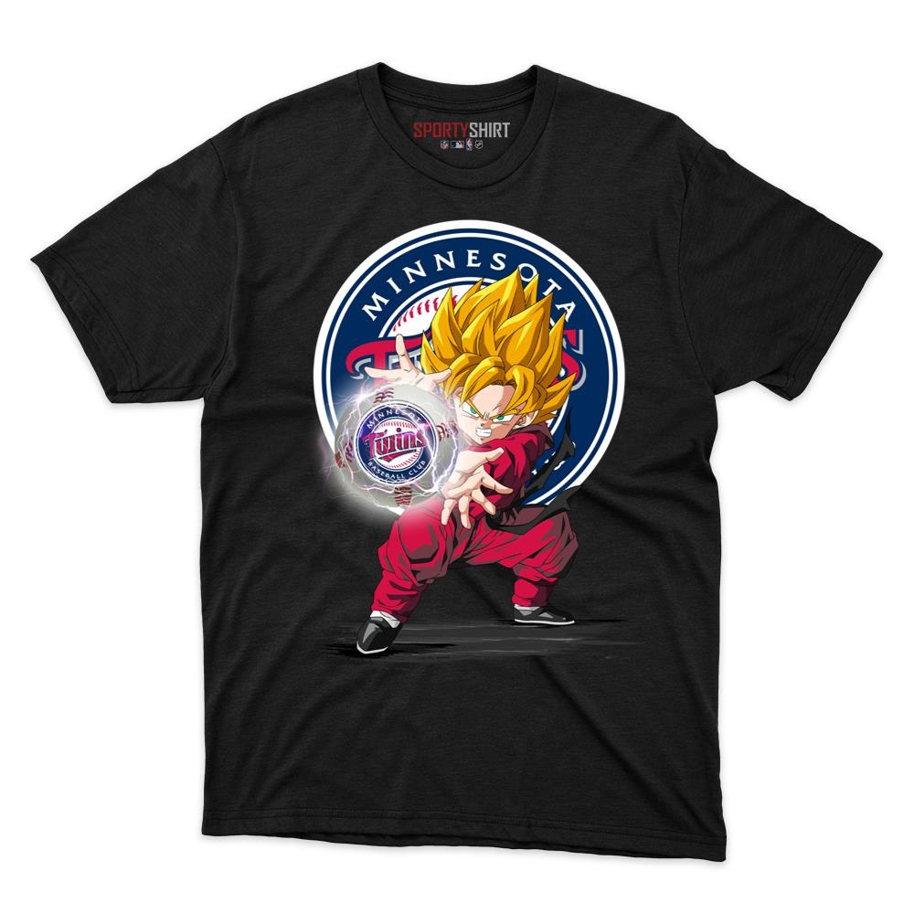 Minnesota Twins Goku Dragon Ball Z Shirt, Unisex Cotton Anime Saiyan Graphic Tee for Baseball Game Day Fans