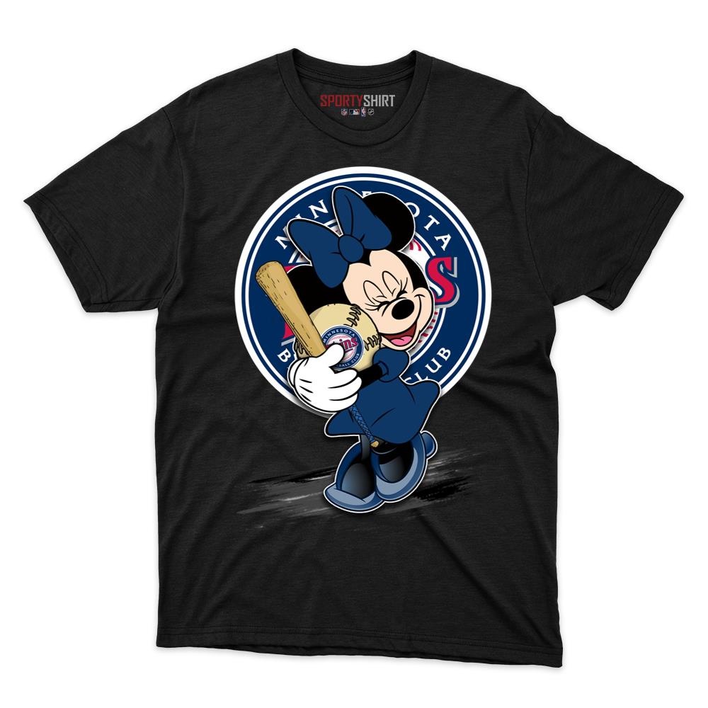 Minnesota Twins Minnie Mouse Baseball Shirt, Unisex Cotton Disney Cartoon Graphic Tee, Game Day Fan Gift