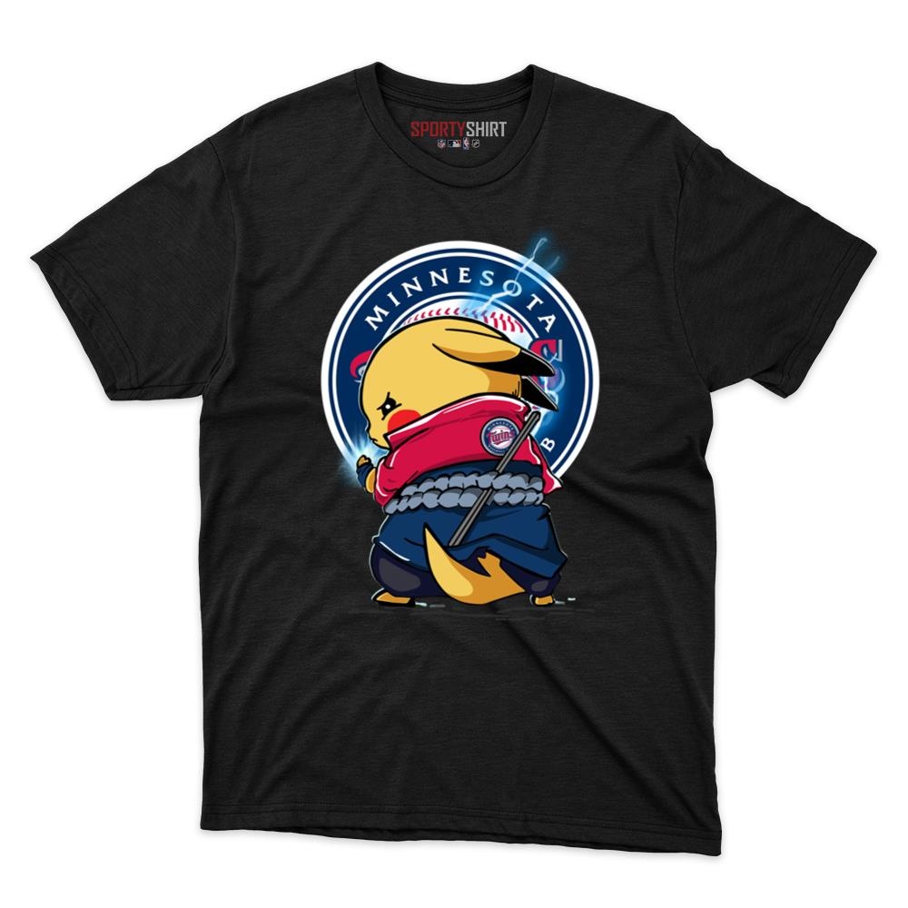 Minnesota Twins Pikachu Meets Sasuke Uchiha Unisex Cotton Tee, Pokemon Anime Graphic Shirt, Fan Gift