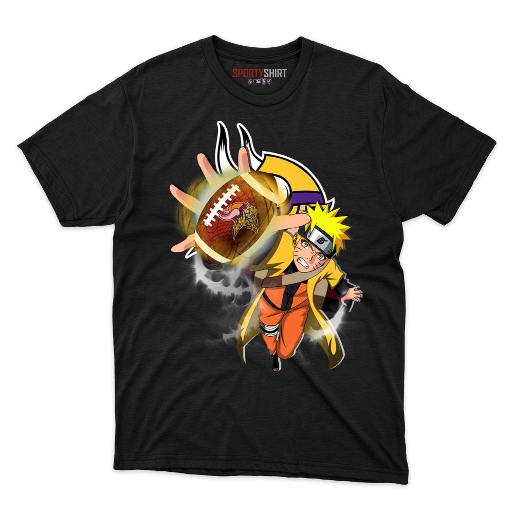 Minnesota Vikings Naruto Uzumaki Unisex Cotton Tee, Anime Ninja Crossover Graphic Shirt, Game Day Fan Gift