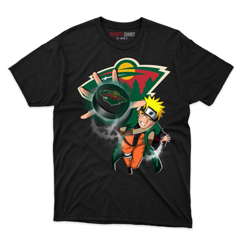 Minnesota Wild Naruto Uzumaki Unisex Cotton Tee, Anime Ninja Crossover Graphic Shirt, Game Day Fan Gift