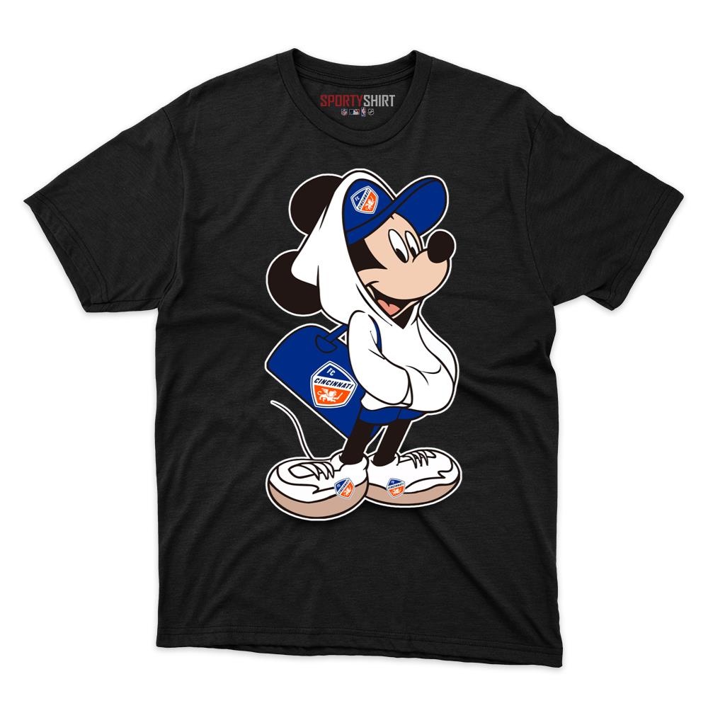 MLS FC Cincinnati Mickey Mouse Unisex Cotton Graphic Tee, Disney Cartoon Crossover Shirt, Game Day Gift