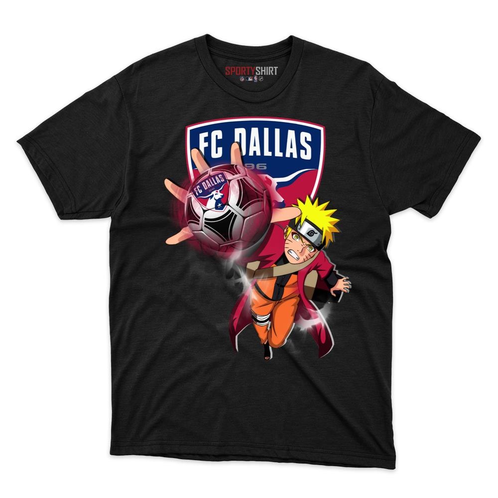 MLS FC Dallas Naruto Unisex Cotton Graphic Tee, Anime Ninja Crossover Shirt for Game Day Fans