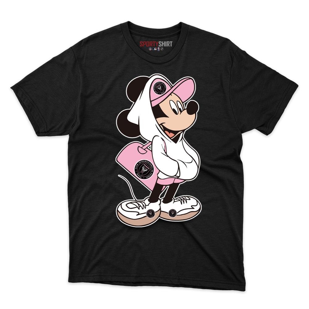 MLS Inter Miami CF Mickey Mouse Unisex Cotton Graphic Tee, Disney Cartoon Crossover Shirt, Game Day Gift
