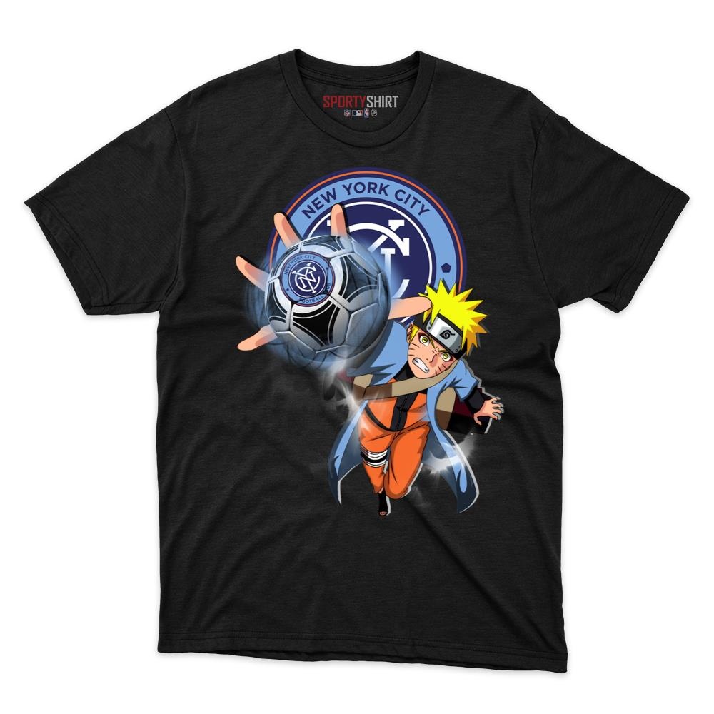 MLS New York City FC Naruto Unisex Cotton Graphic Tee, Anime Ninja Crossover Shirt for Game Day Fans