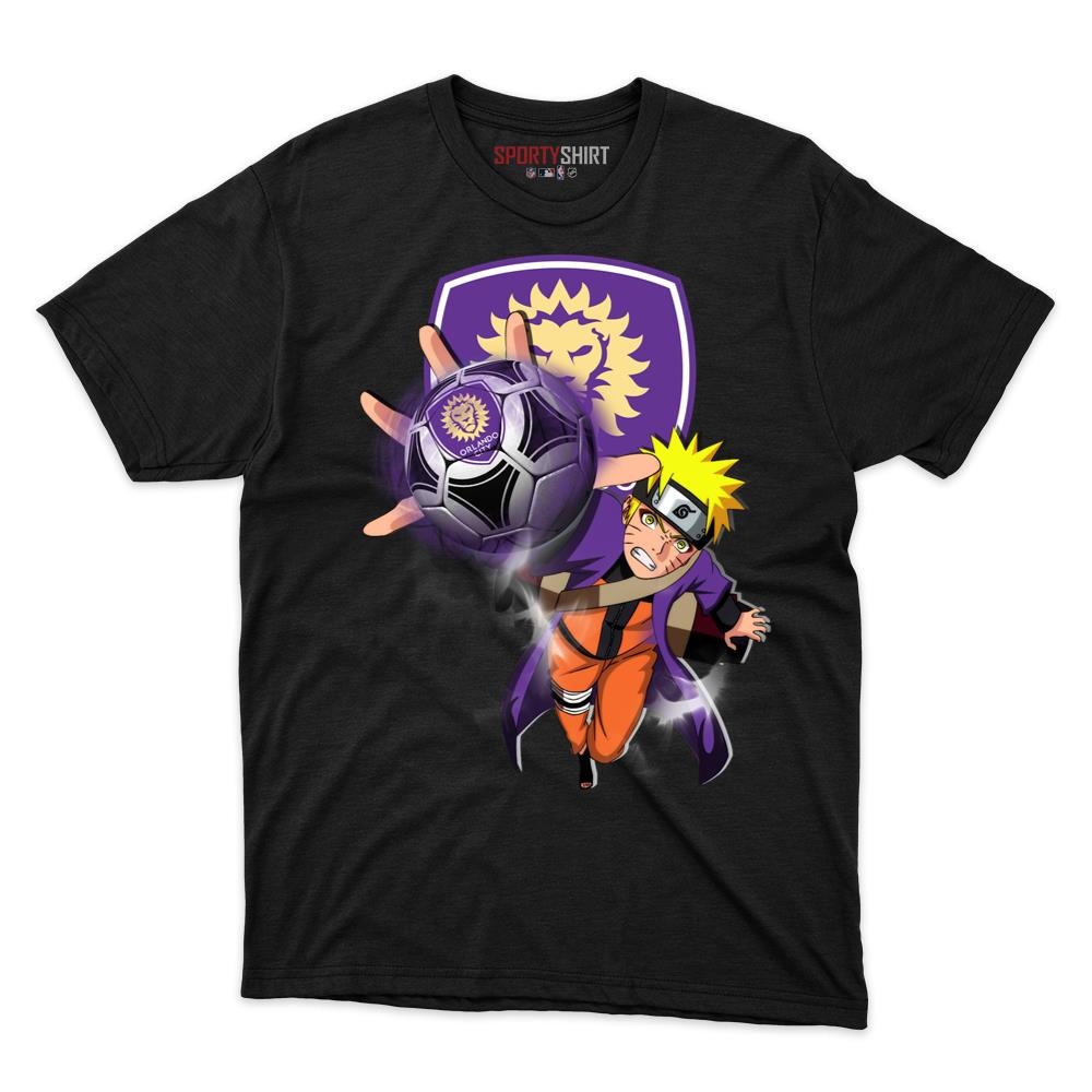MLS Orlando City SC Naruto Unisex Cotton Graphic Tee, Anime Ninja Crossover Shirt for Game Day Fans