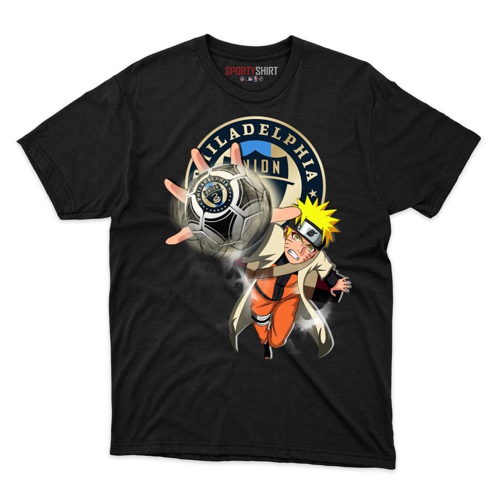 MLS Philadelphia Union Naruto Unisex Cotton Graphic Tee, Anime Ninja Crossover Shirt for Game Day Fans