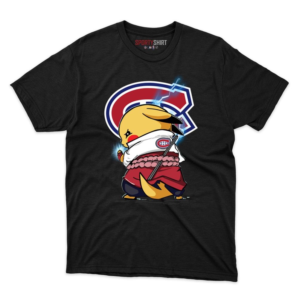 Montreal Canadiens Pikachu Meets Sasuke Uchiha Unisex Cotton Tee, Pokemon Anime Graphic Shirt, Fan Gift